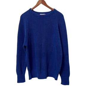 Vintage Gap Clothing Co Navy Blue Shaker Knit Crewneck Sweater Raglan Sleeve